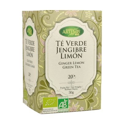 Té verde, jengibre,limón Artemis 20 filtros BIO