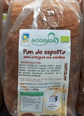 Molde espelta semiintegral con semillas Biodavida 450g BIO