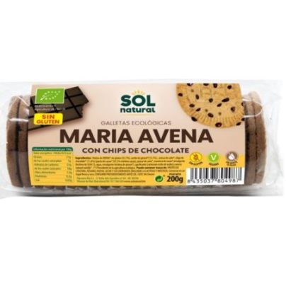 Galletas de avena/chips choco sin gluten Sol Natural 200g BIO