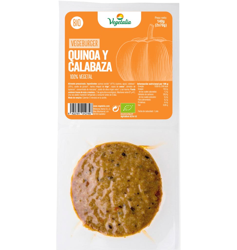 Burger vegetal quinoa/calabaza Vegetalia 140g BIO
