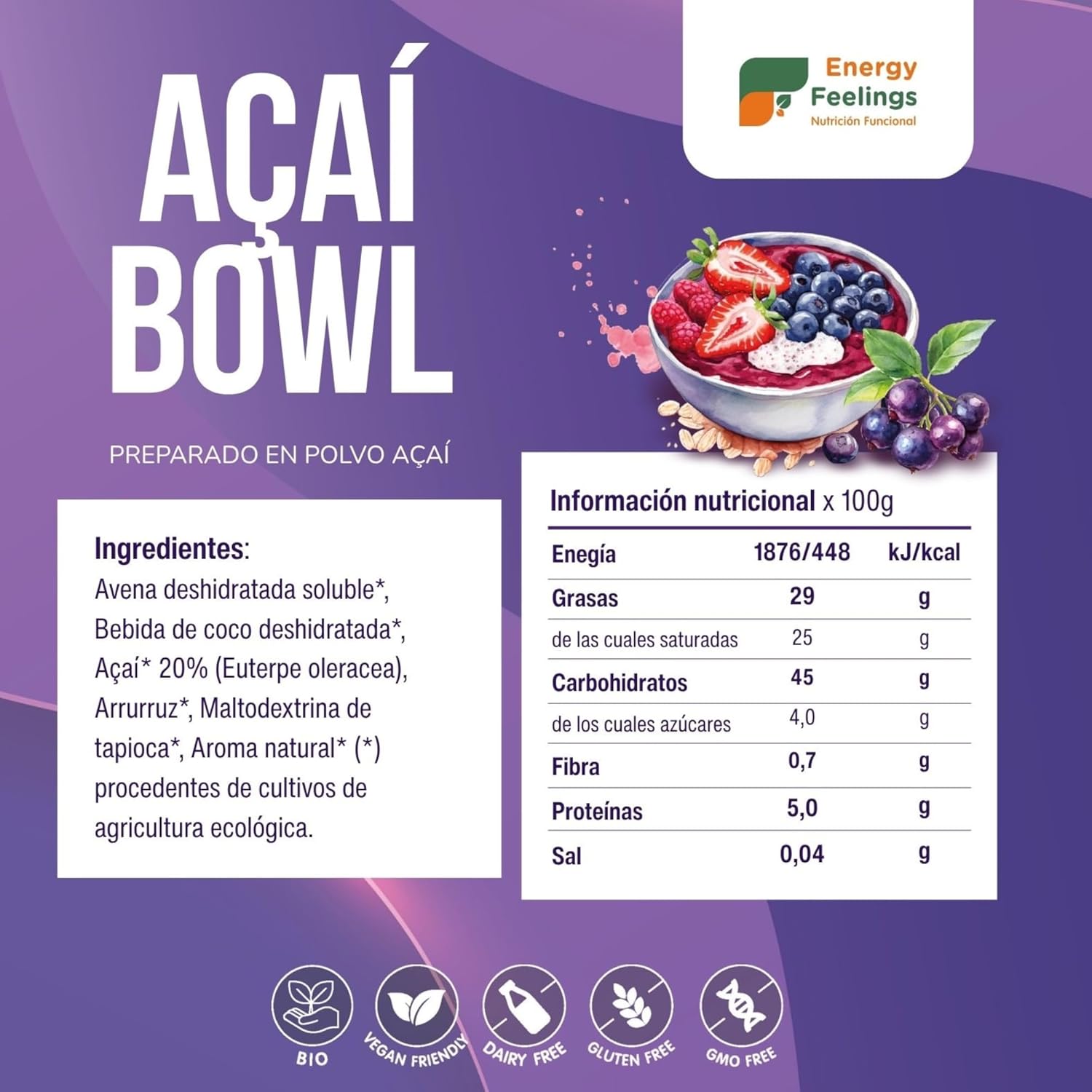 Açai bowl Energy Feelings 500g BIO - Imagen 2