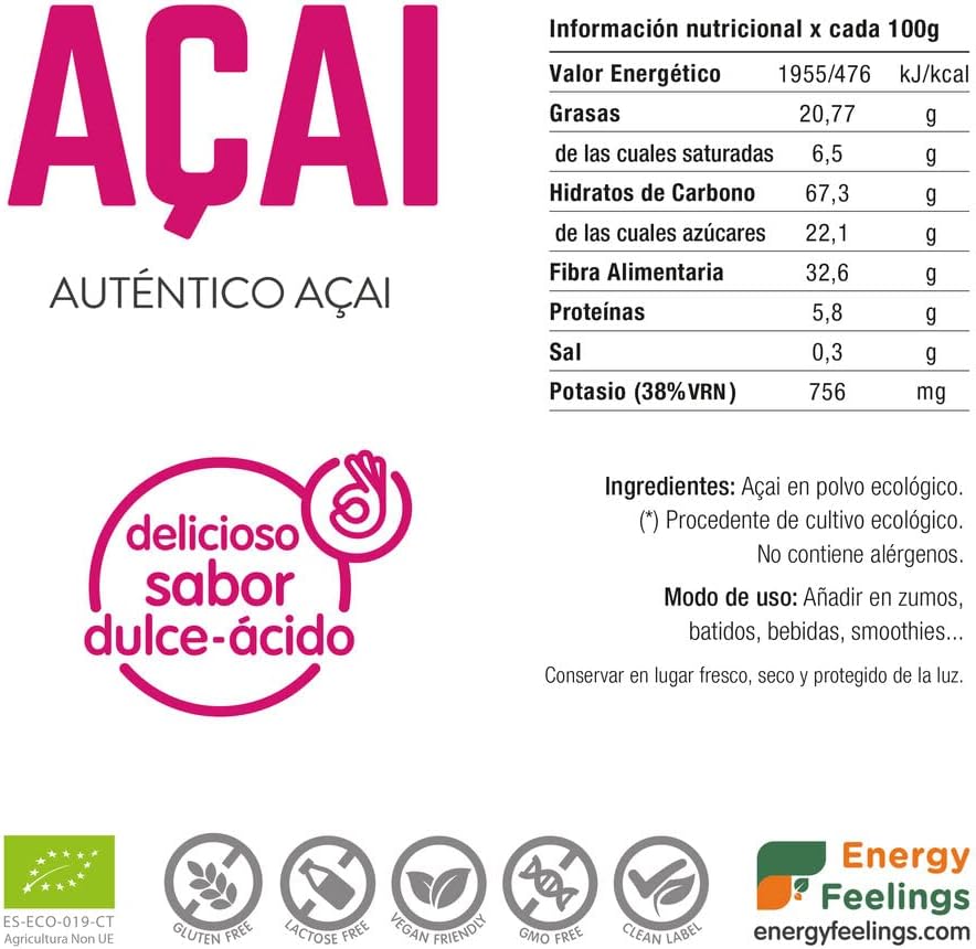 Açai en polvo Energy Feelings 100g BIO - Imagen 2