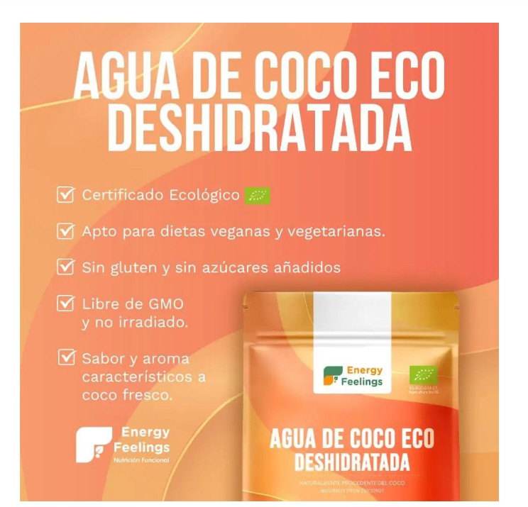 Agua de coco en polvo Energy Feelings 225g BIO - Imagen 3