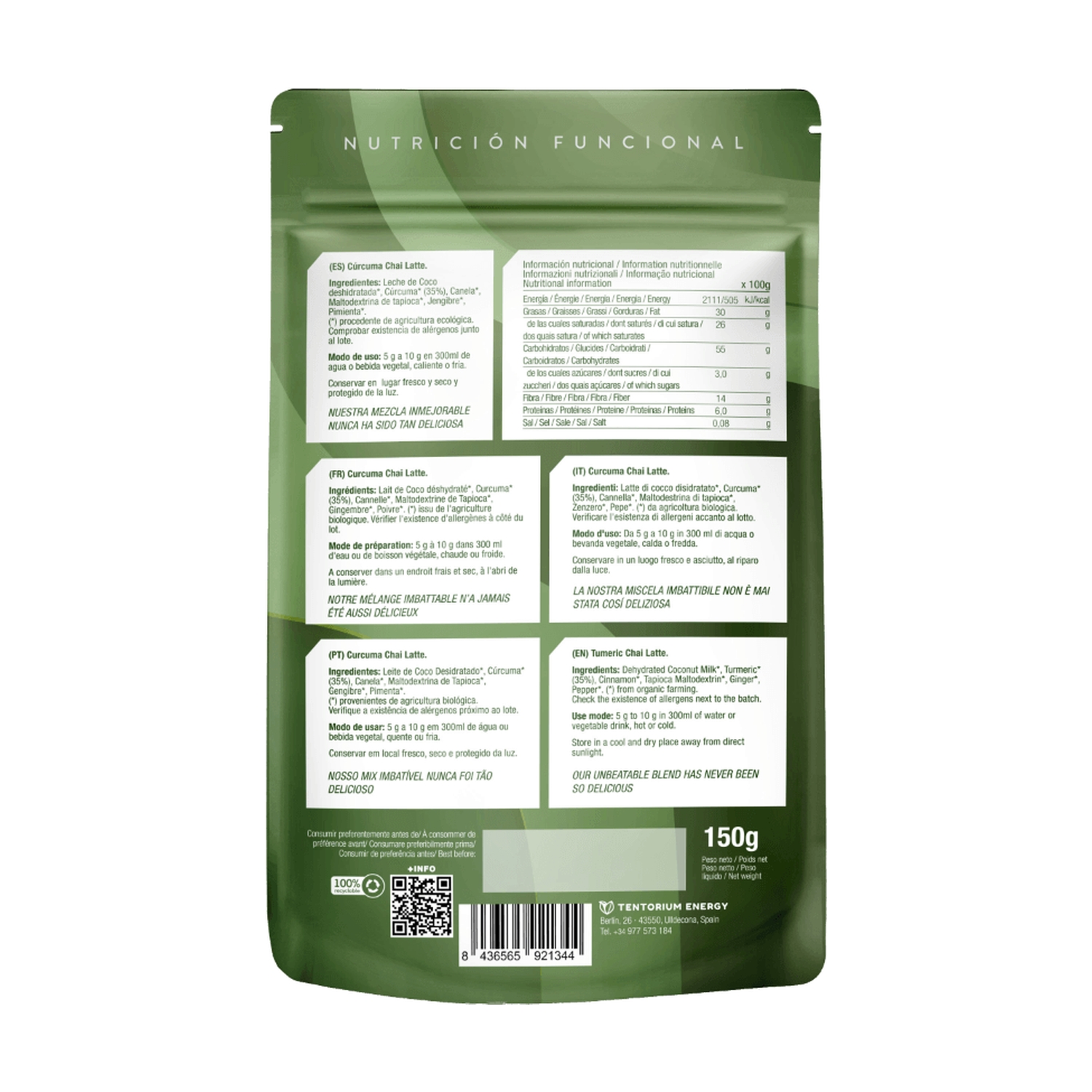 Cúrcuma chai latte Energy Feelings 150g BIO - Imagen 2