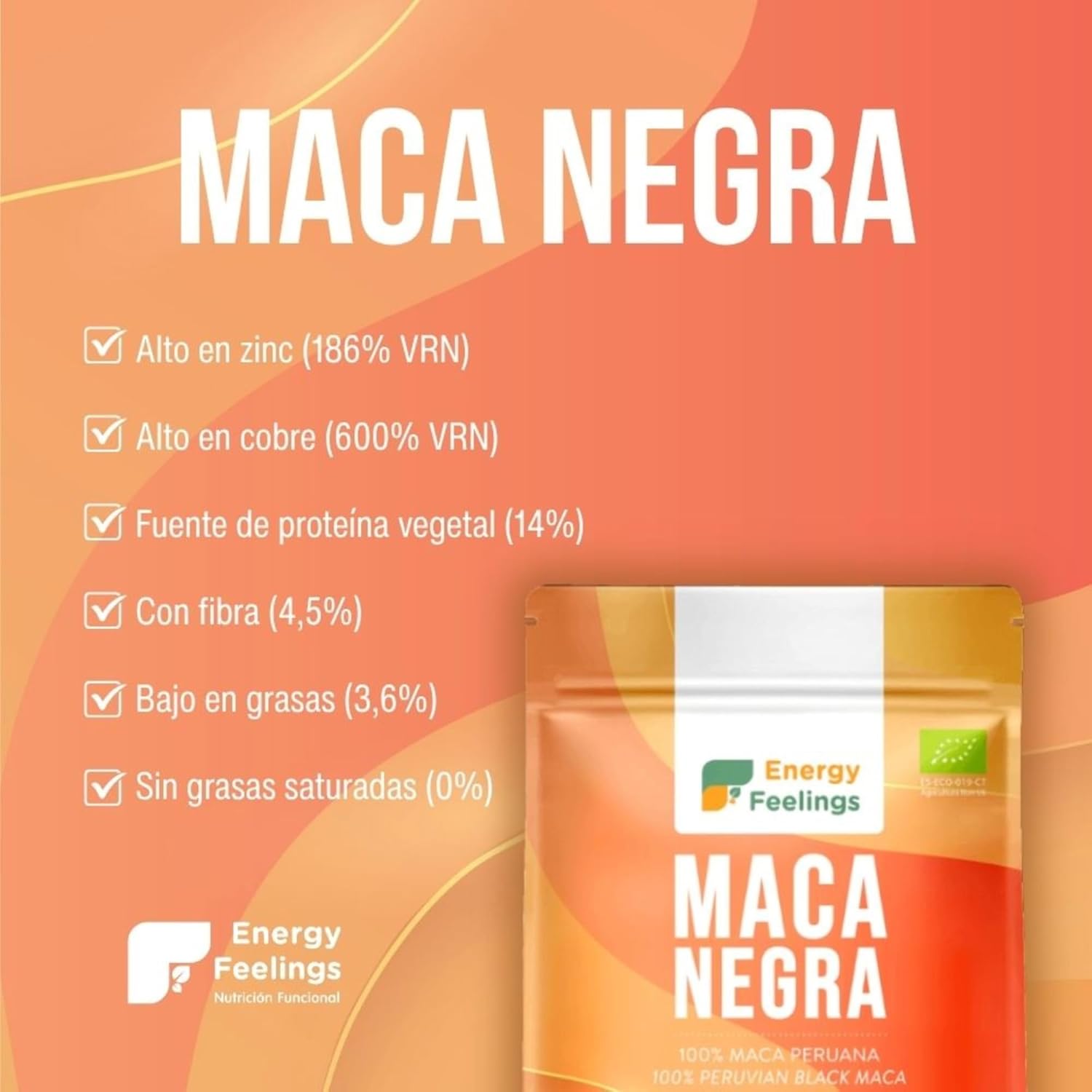 Maca negra en polvo Energy Feelings 200g BIO - Imagen 3