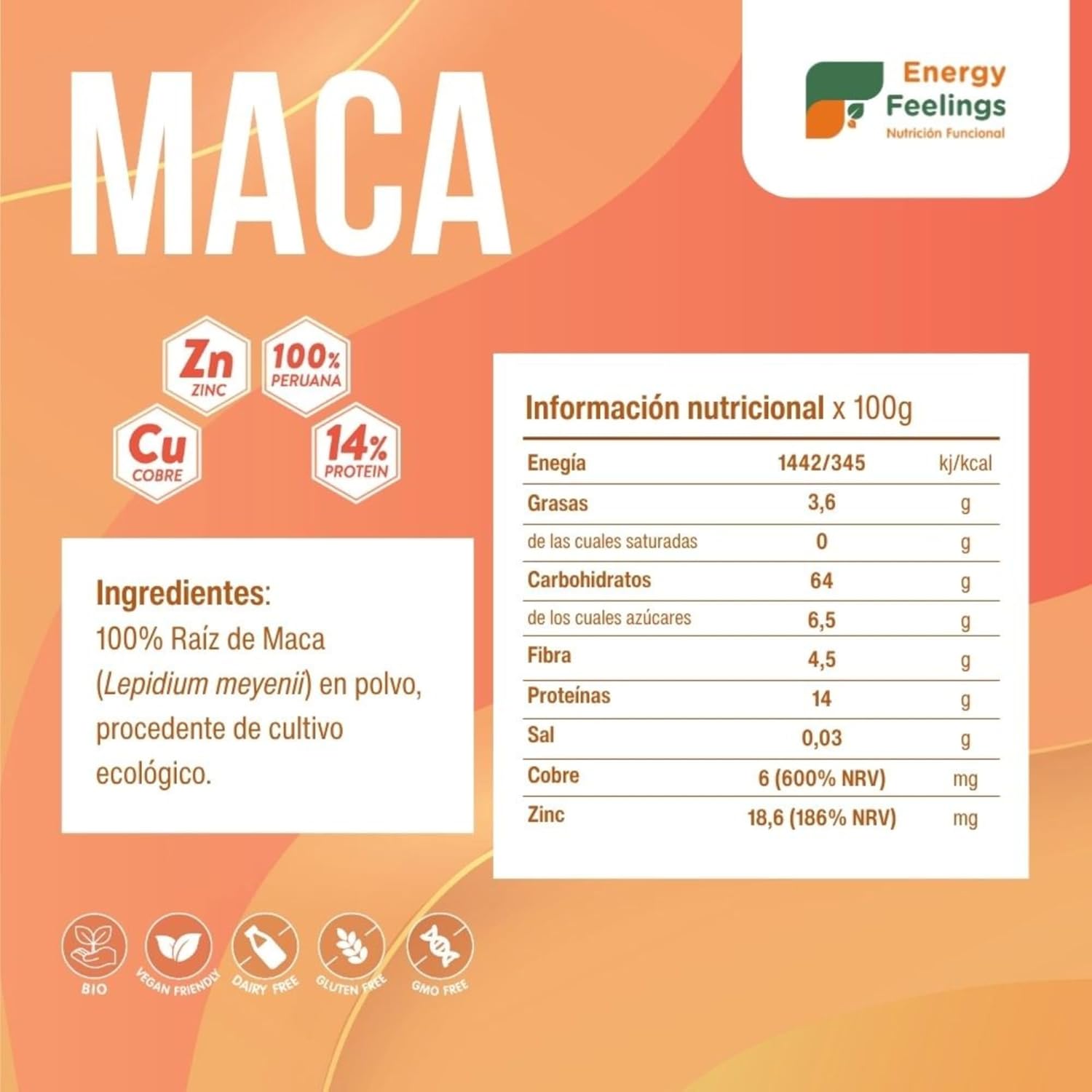 Maca mix en polvo Energy Feelings 500g BIO - Imagen 2
