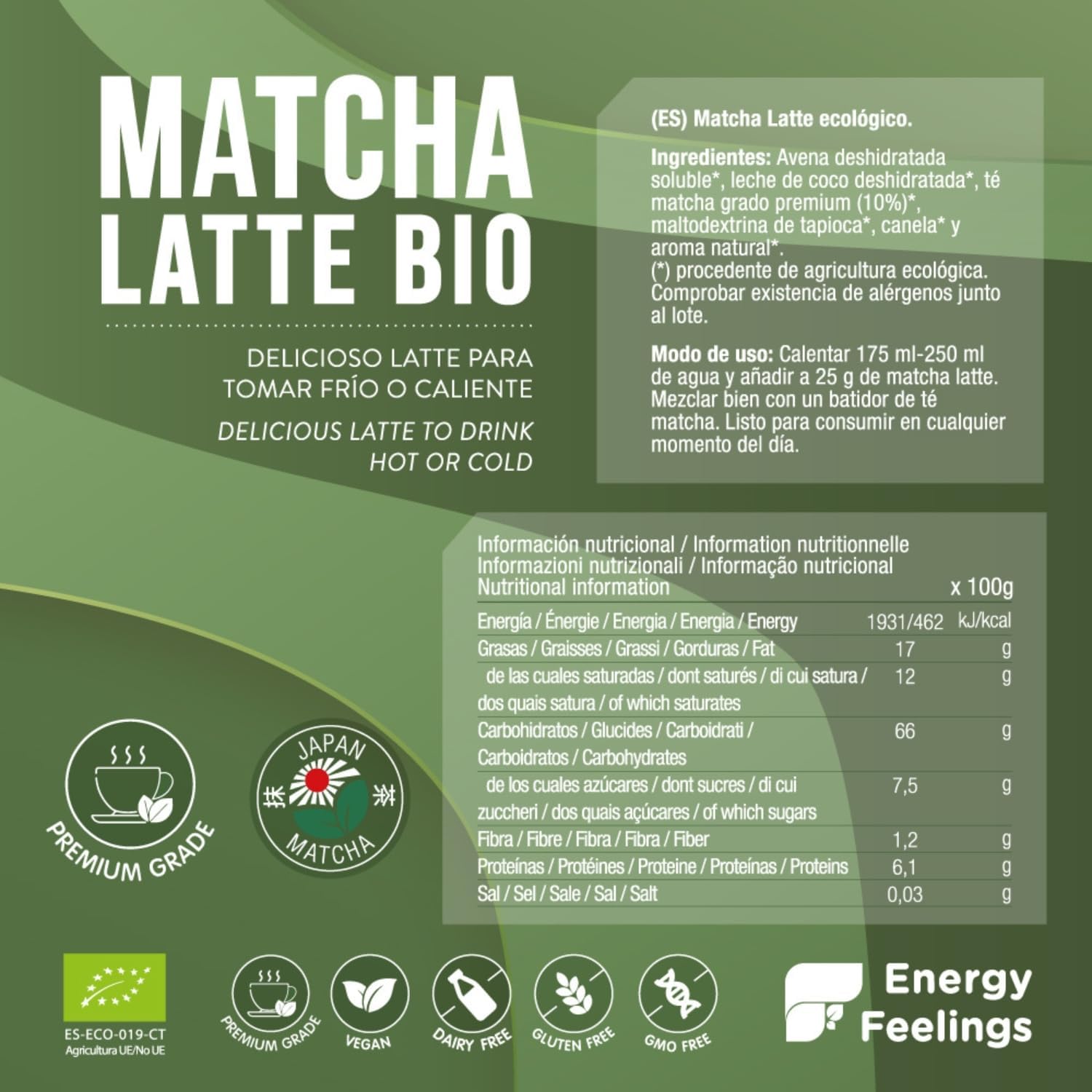 Matcha latte Energy Feelings 200g BIO - Imagen 2