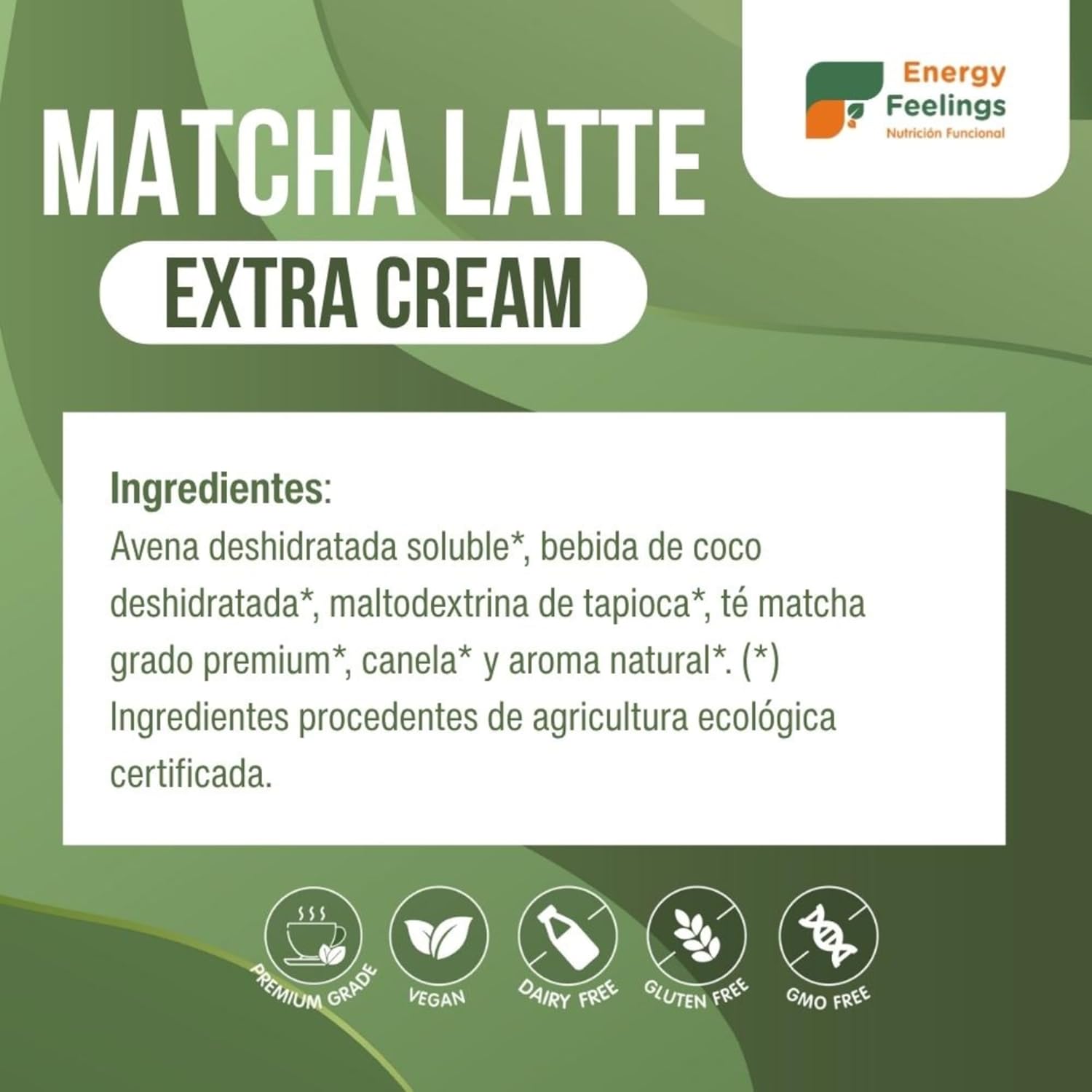 Matcha latte extra cream Energy Feelings 500g BIO - Imagen 2