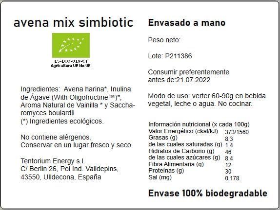 Mix simbiótico de avena Energy Feelings 1Kg BIO - Imagen 2