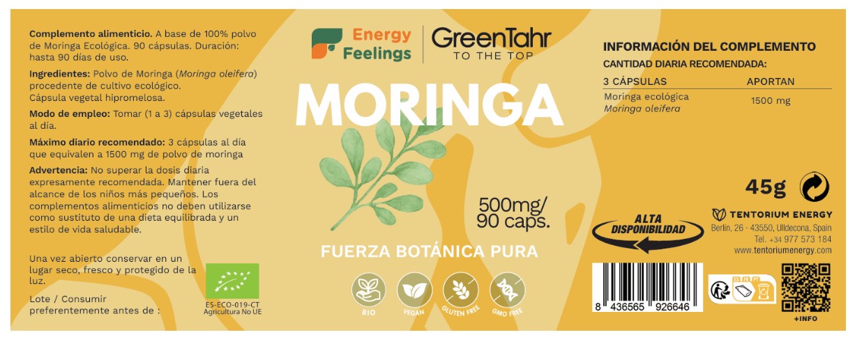 Moringa Energy Feelings 90 cápsulas BIO - Imagen 2