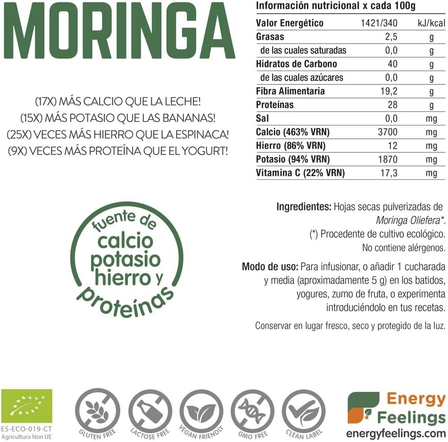 Moringa en polvo Energy Feelings 1Kg BIO - Imagen 2
