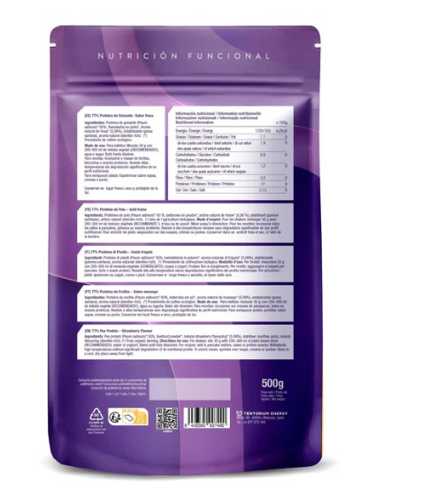 Proteína de guisante sabor fresa Energy Feelings 500g BIO - Imagen 2