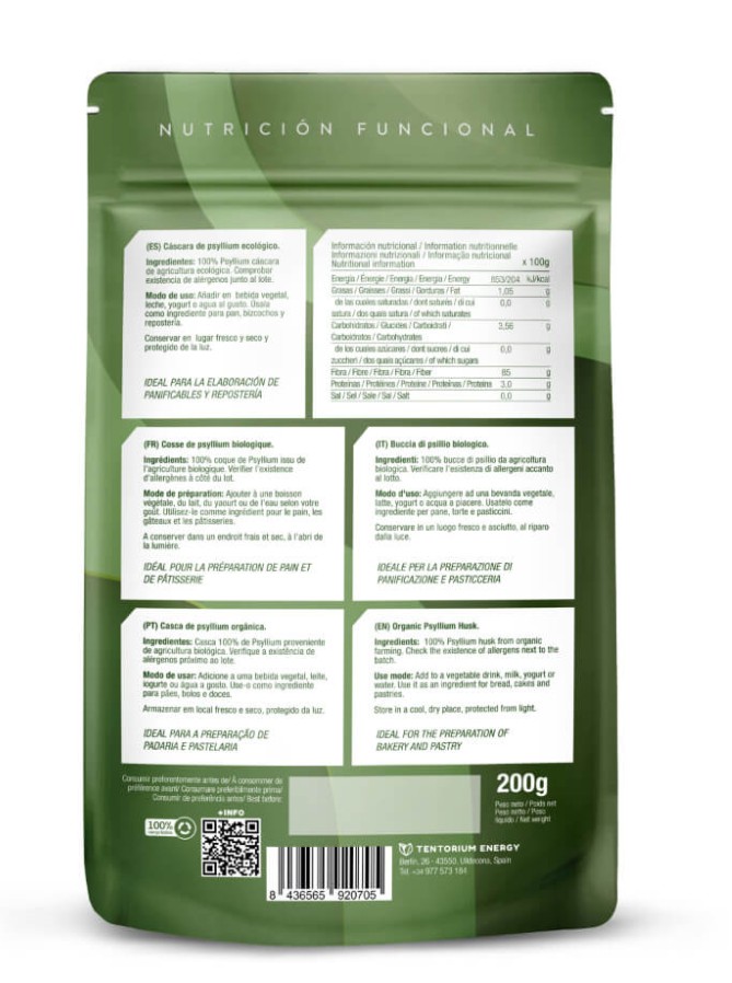 Psyllium entero cáscara Energy Feelings 200g BIO - Imagen 2