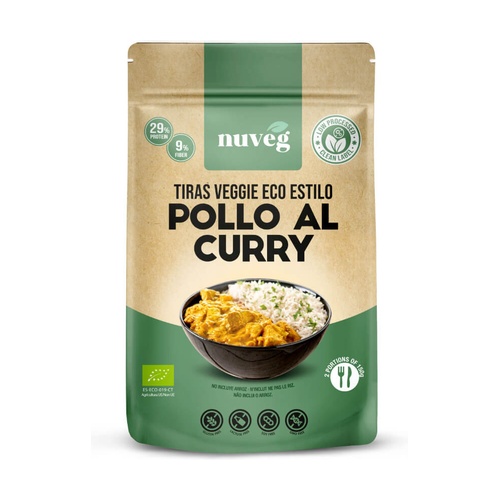 Tiras veggie estilo pollo al curry Nuveg 90g BIO - Imagen 2