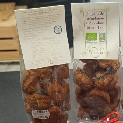 Galletas de chocolate blanco, arándanos sin gluten EcoGalletas 120g BIO