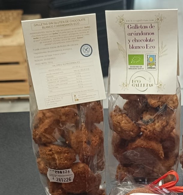 Galletas de chocolate blanco, arándanos sin gluten EcoGalletas 120g BIO