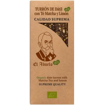Turrón de dátil con té matcha y limón El Abuelo 200g BIO