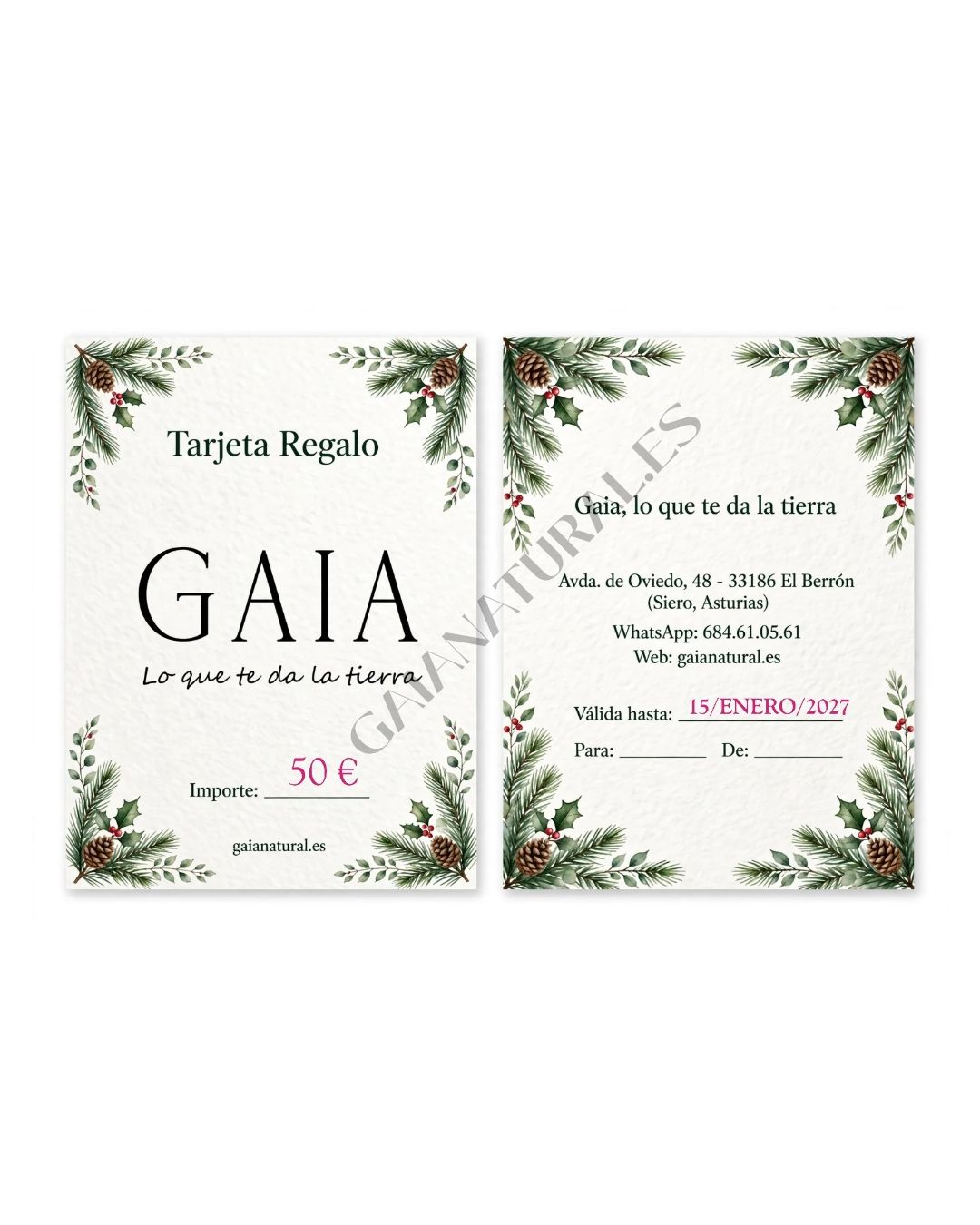 Tarjeta regalo Gaia 50